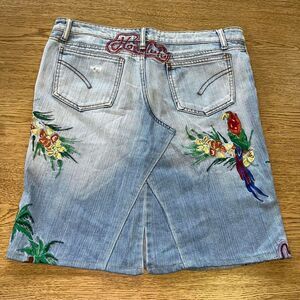 Women's Denim Skirt Handmade Floral Butterfly Y2K Vintage festival fairy Medium